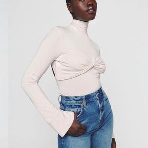 Reformation Cream Long Sleeve Women's Top - Backless Tie